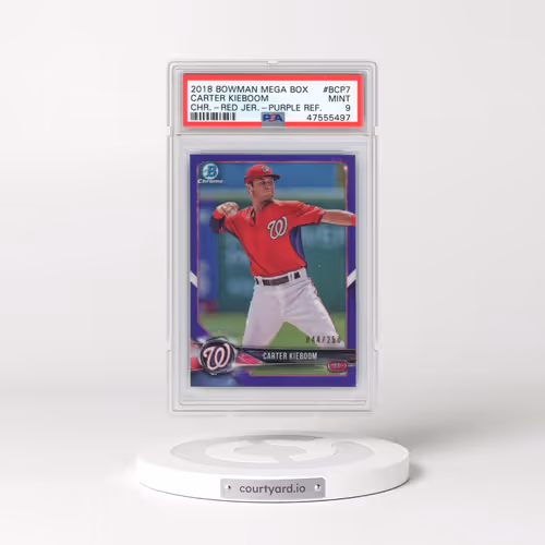 2018 Bowman Mega Box Chrome #BCP7 Carter Kieboom - Red Jersey-Purple Refractor (PSA 9 MINT)