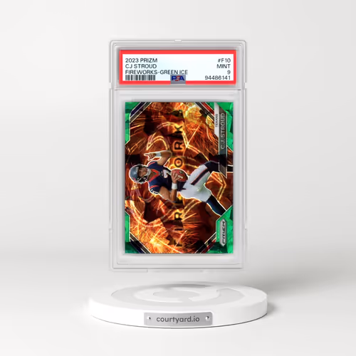 2023 Panini Prizm Fireworks #F10 CJ Stroud - Green Ice (PSA 9 MINT)