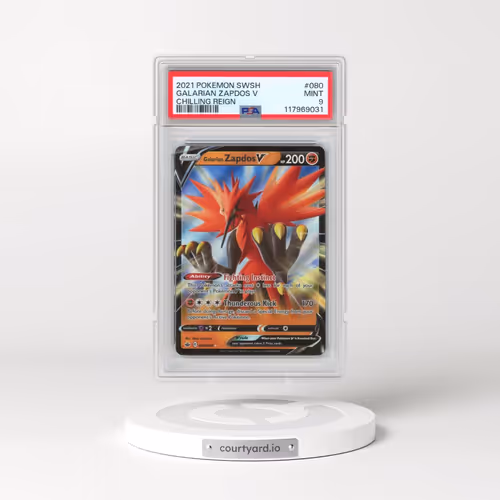 2021 Pokémon Sword & Shield Chilling Reign #080 Galarian Zapdos V - Holo (PSA 9 MINT)