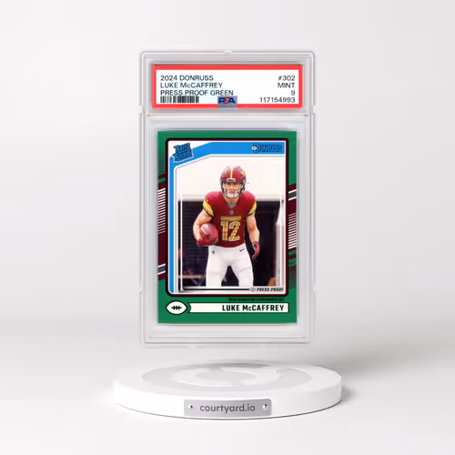 2024 Panini Donruss #302 Luke McCaffrey - Press Proof Green (PSA 9 MINT)