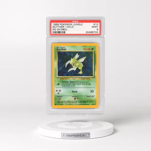 1999 Jungle #10 Scyther - Holo No Set Symbol (PSA 9 MINT)