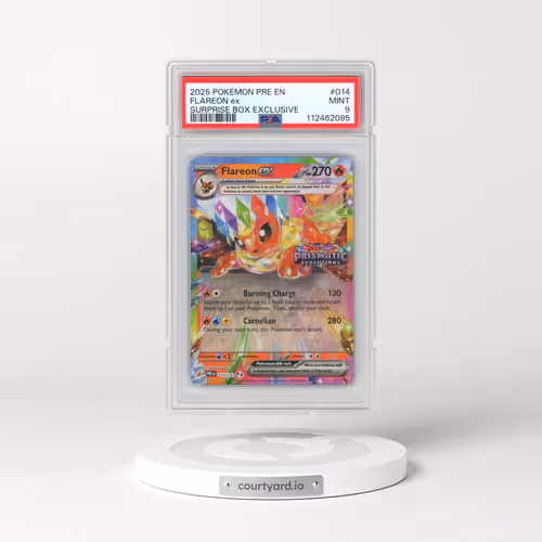 2025 Pokémon Pre EN-Prismatic Evolutions #014 Flareon EX - Holo Surprise Box Exclusive (PSA 9 MINT)
