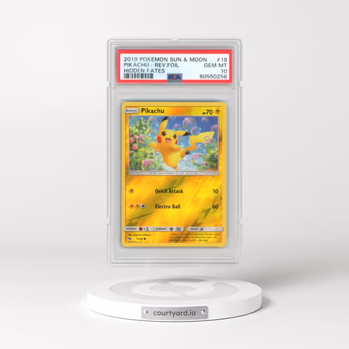 2019 Pokémon Sun & Moon Hidden Fates #19 Pikachu - Reverse Foil (PSA 10 GEM MINT)