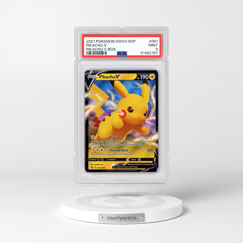 2021 Pokémon Swsh Black Star Promo #061 Pikachu V - Holo Pikachu V Box (PSA 9 MINT)