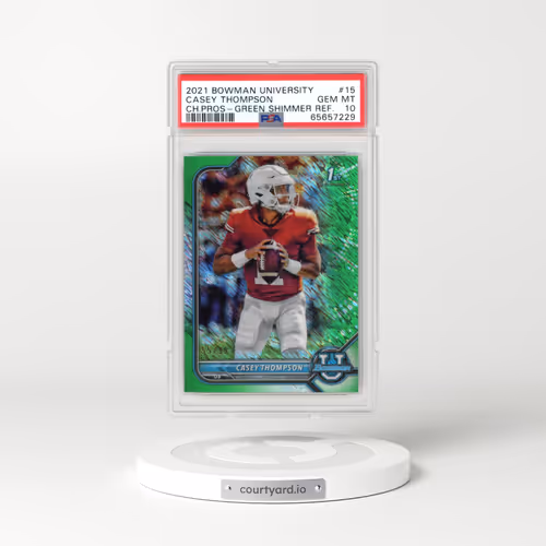 2021 Bowman University Chrome Prospects #15 Casey Thompson - Green Shimmer Refractor (PSA 10 GEM MINT)