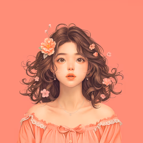 Adorable Japanese Girl with Floral Accents