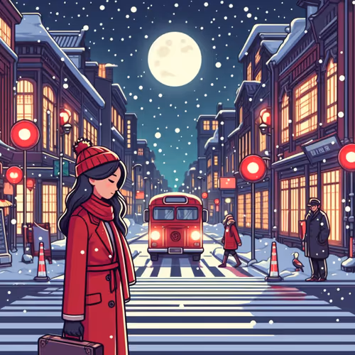 City night woman in red