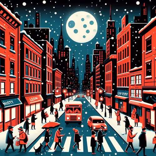City night snow