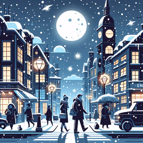 City snow night