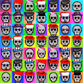 Funky Pixel Skulls