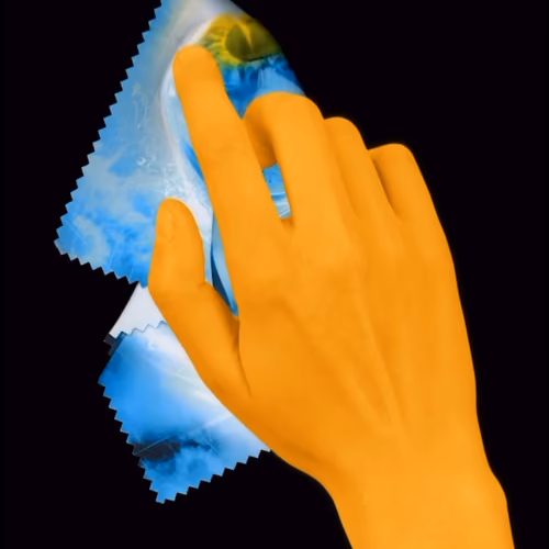Netmorf SightMorfer microfibre cleaning cloth with art by Guile Twardowski