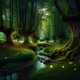 An enchanting forest glade illuminated