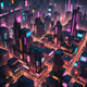 Neon-drenched futuristic cityscape.